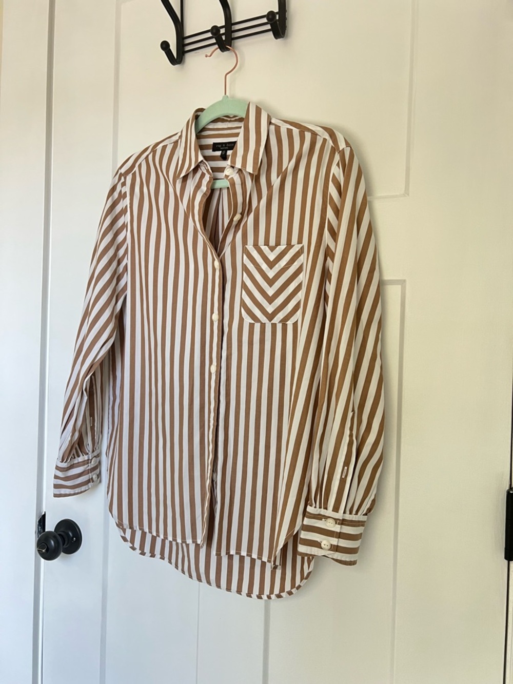 rag & bone | Maxine Cotton Shirt in Brown Stripe XS